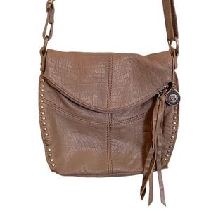 The Sak Silverlake Crossbody Bag Gray Leather Studded Fringe Boho Western